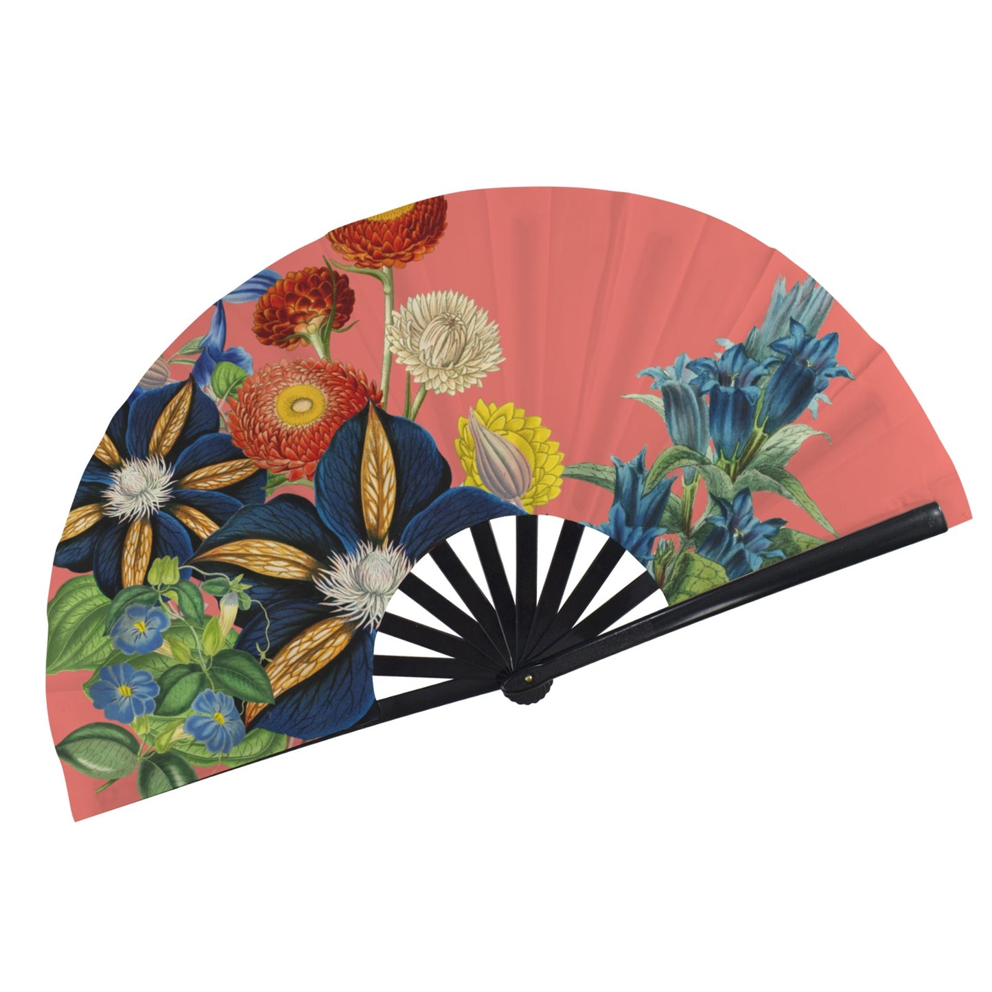 CORAL Floral Folding Clack Fan