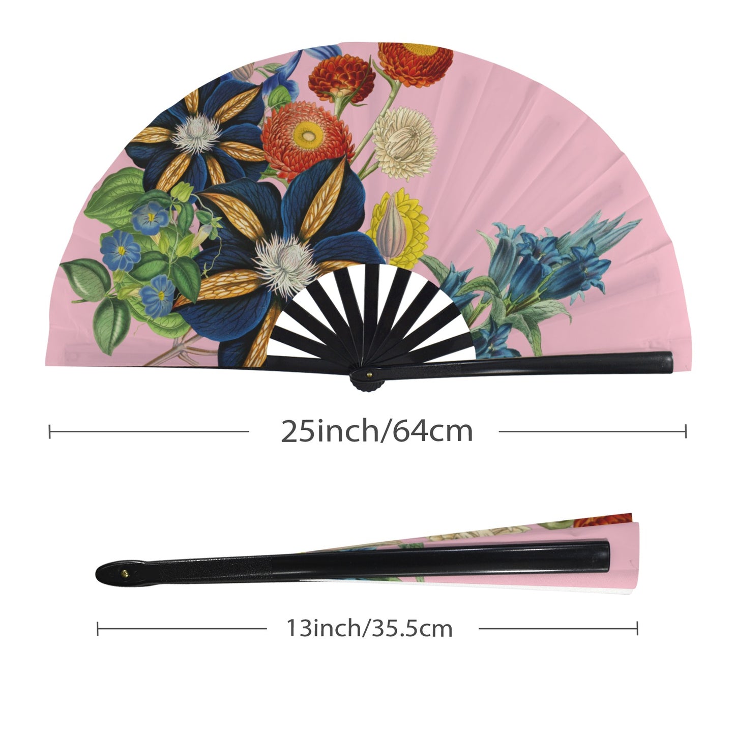 PINK Floral Folding Clack Fan