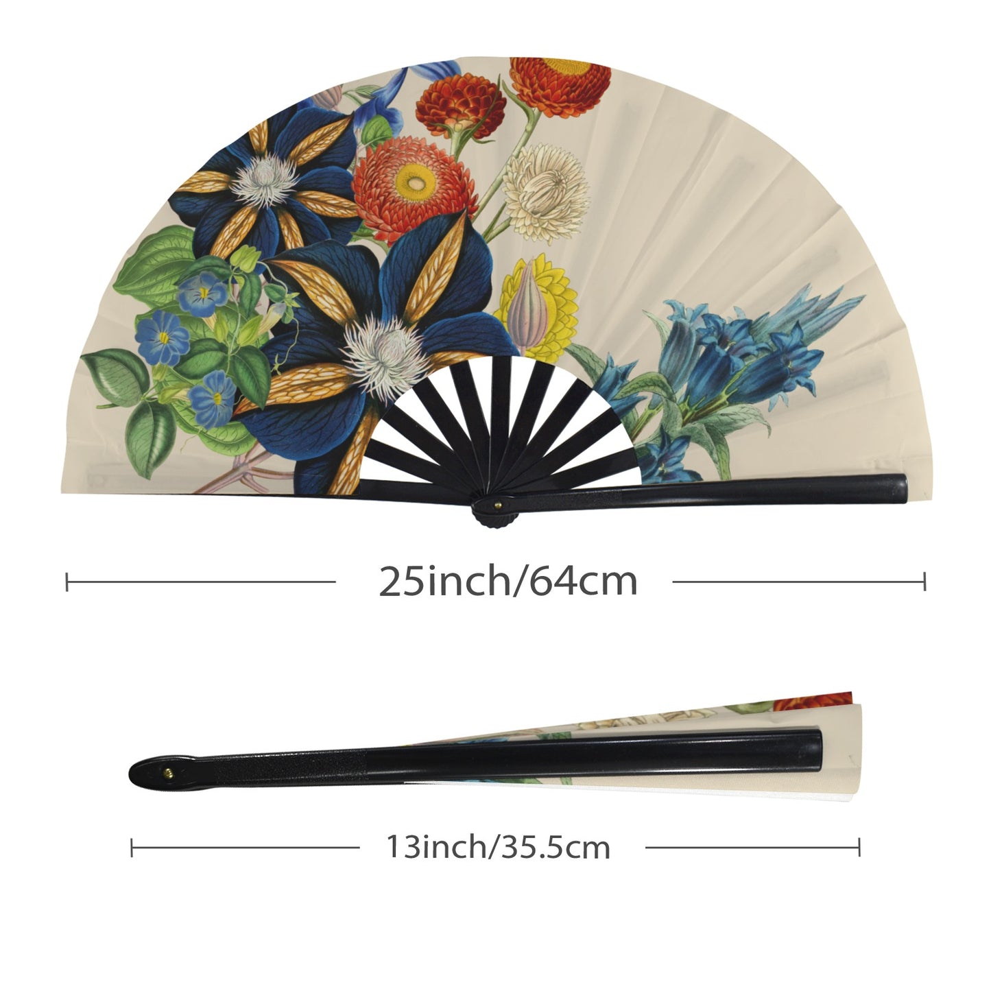 CREAM Floral Folding Clack Fan