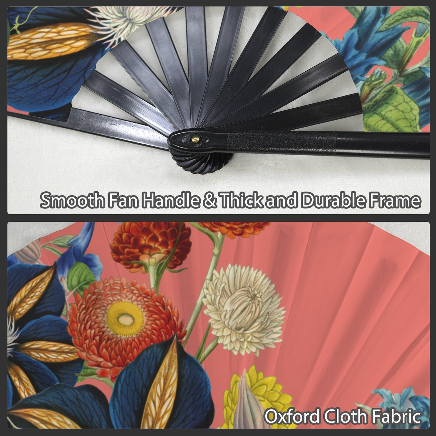CORAL Floral Folding Clack Fan