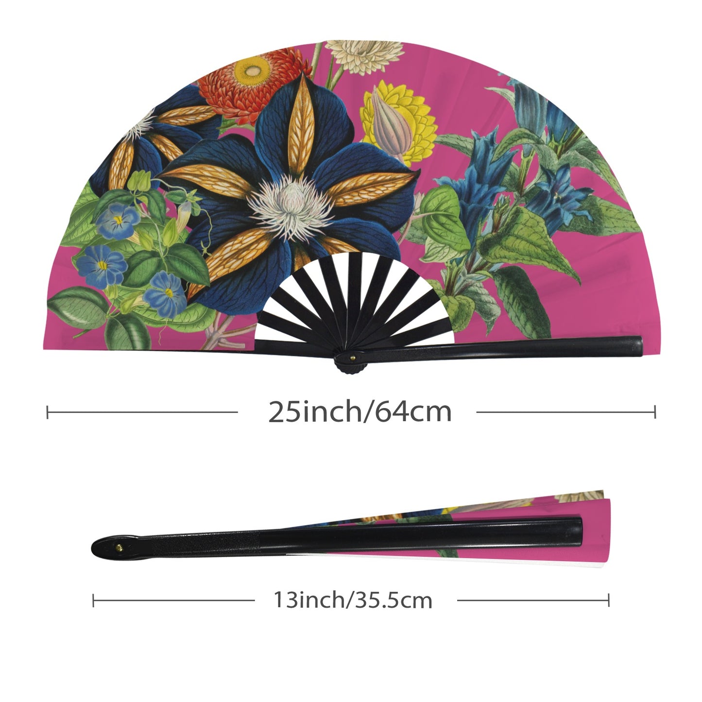 FUSCHIA Floral Folding Clack Fan