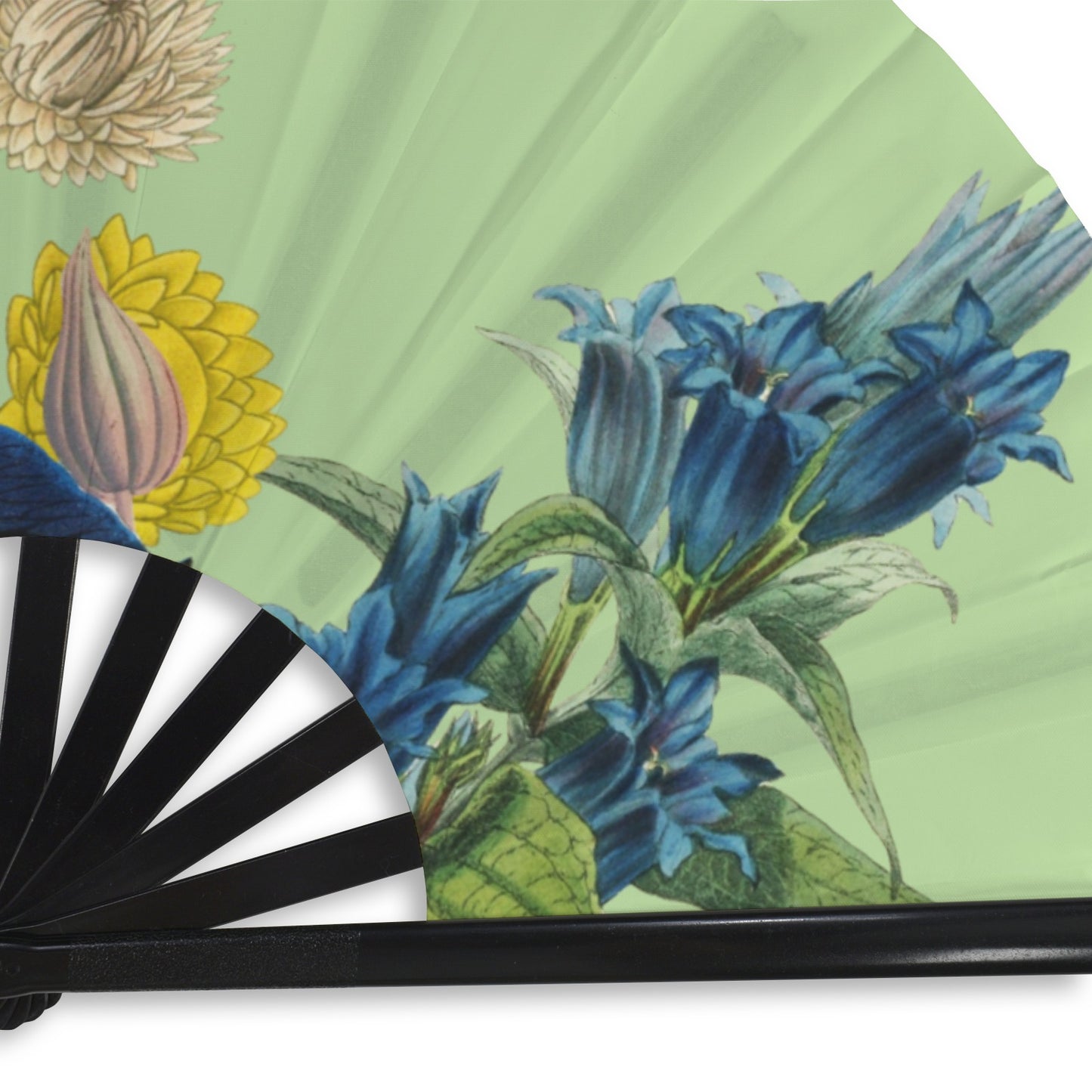 LIGHT GREEN Floral Folding Clack Fan