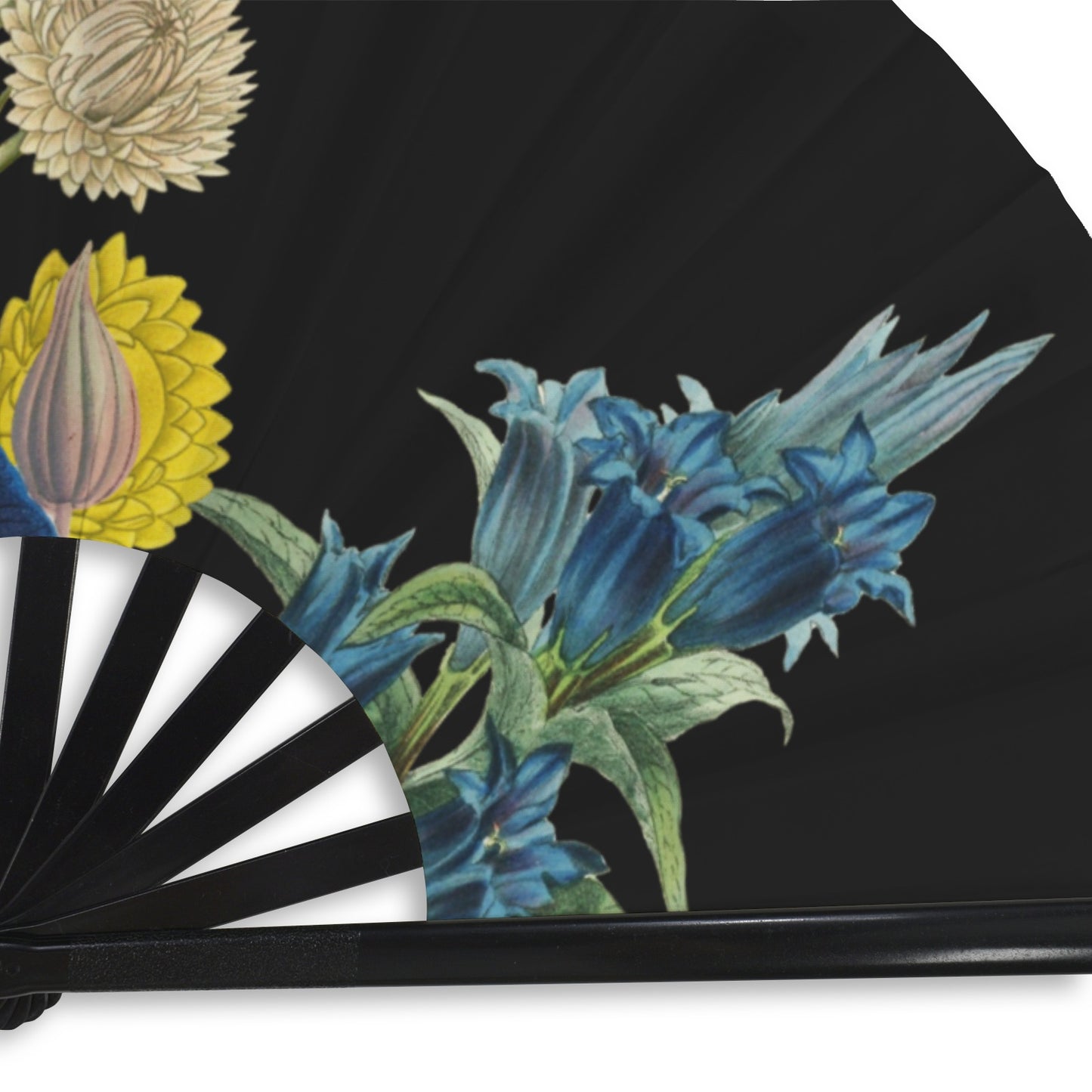 BLACK Floral Folding Clack Fan