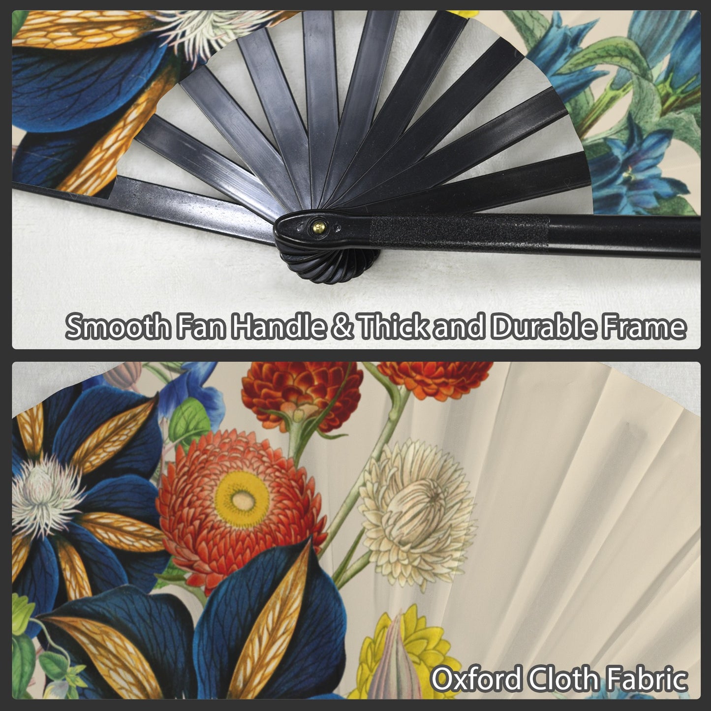 CREAM Floral Folding Clack Fan