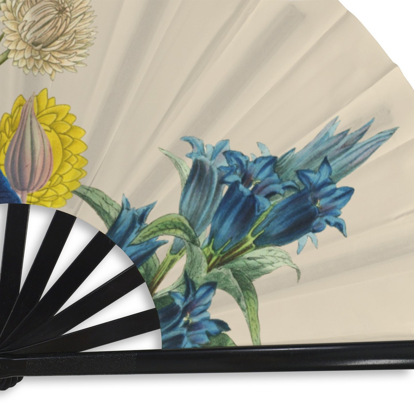 CREAM Floral Folding Clack Fan