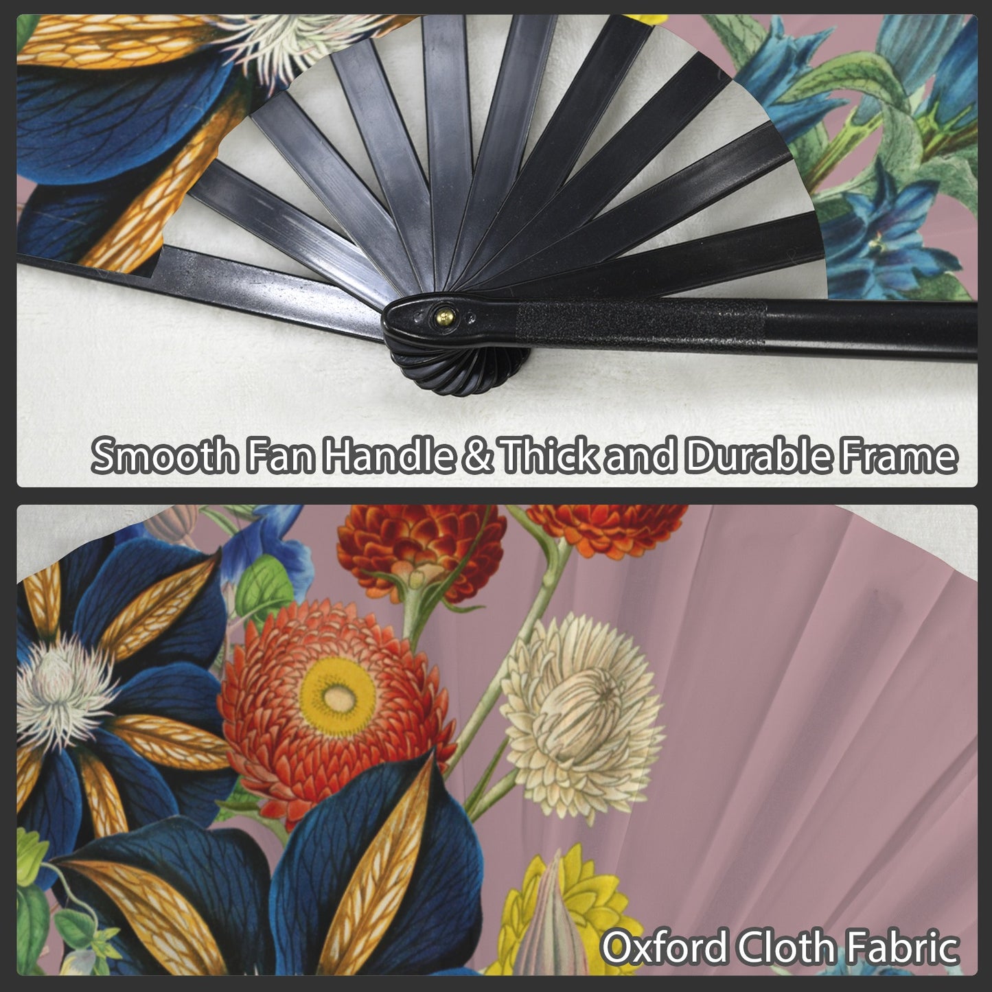 MAUVE Floral Folding Clack Fan