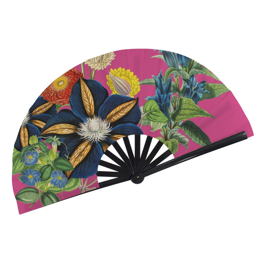 FUSCHIA Floral Folding Clack Fan