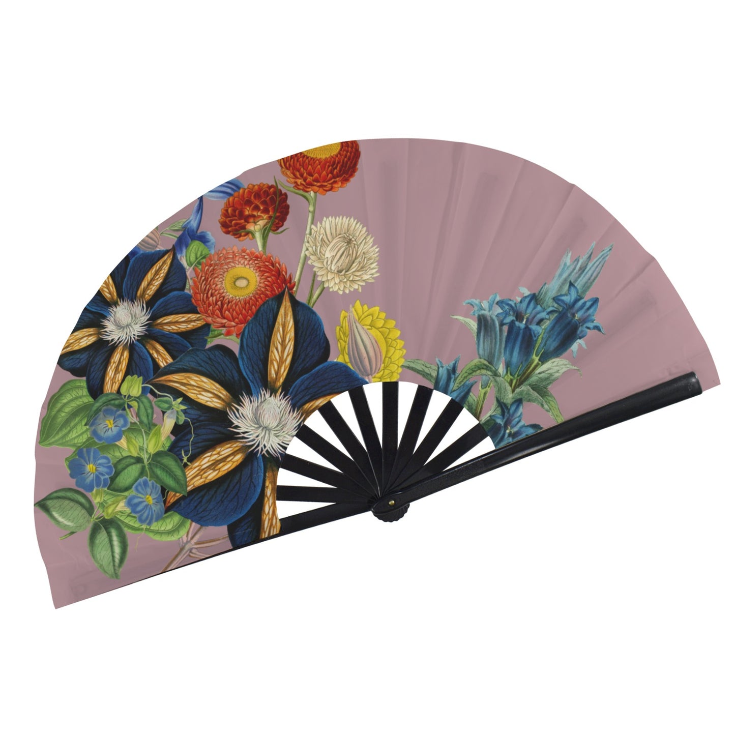 MAUVE Floral Folding Clack Fan