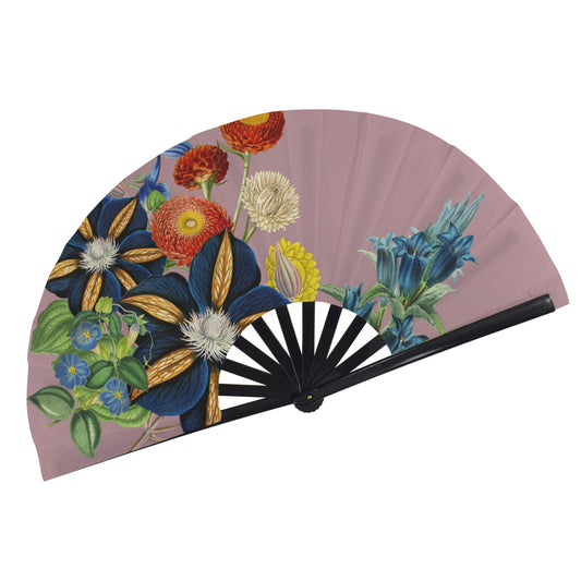 MAUVE Floral Folding Clack Fan