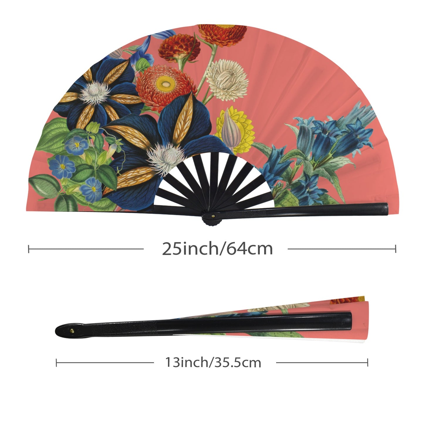 CORAL Floral Folding Clack Fan