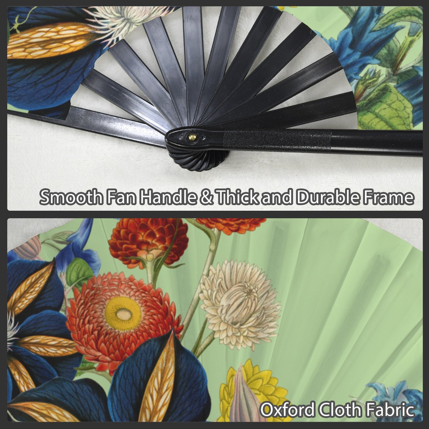 LIGHT GREEN Floral Folding Clack Fan