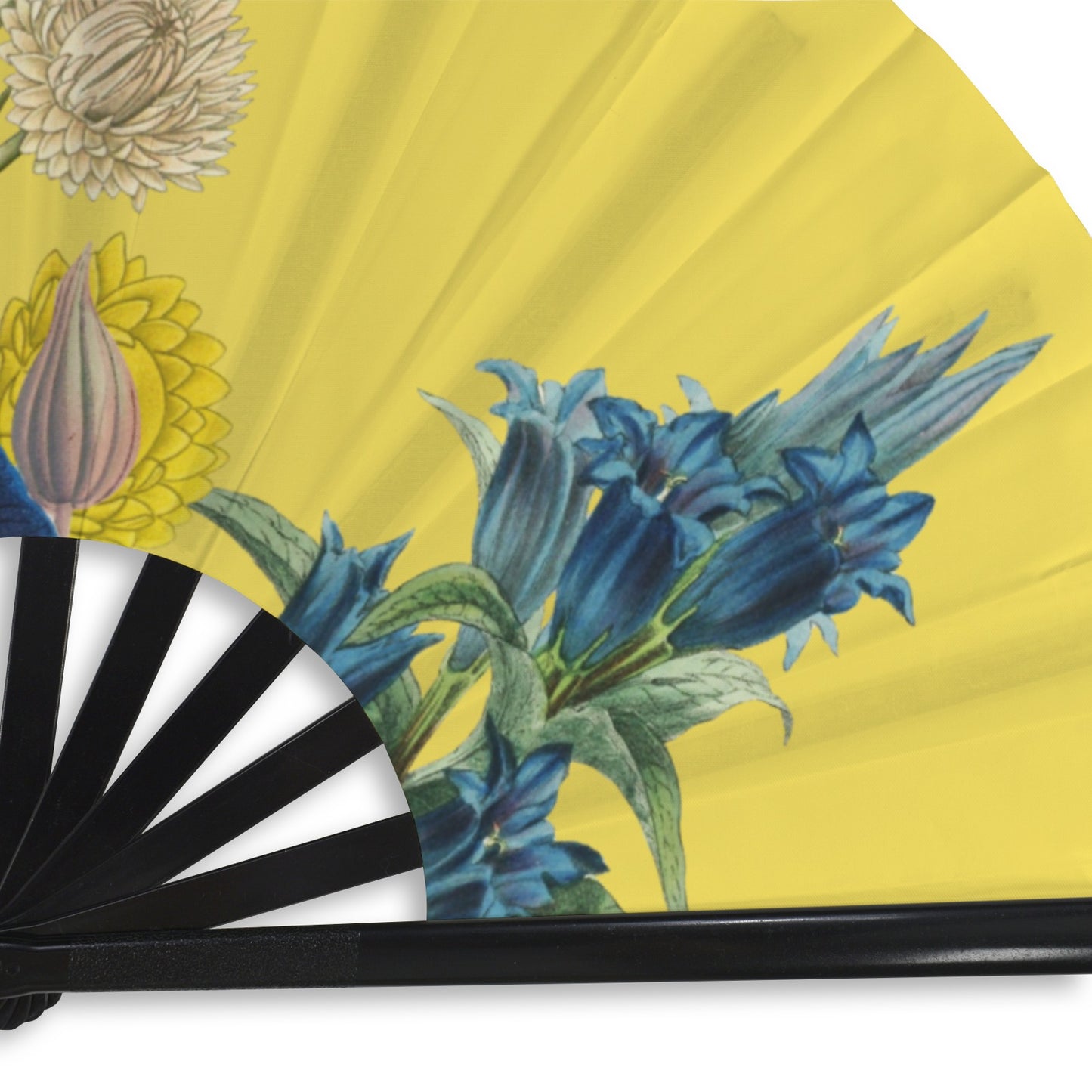 YELLOW Floral Folding Clack Fan