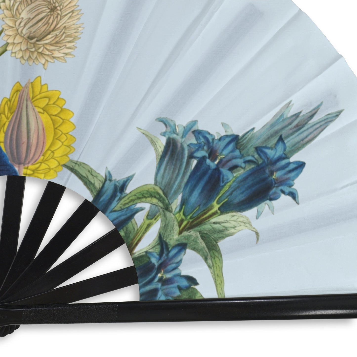 LIGHT BLUE Floral Folding Clack Fan