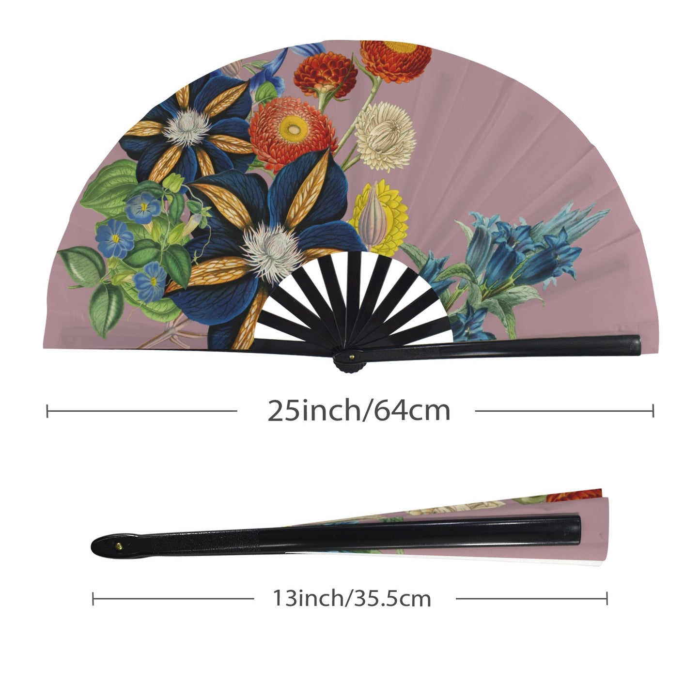MAUVE Floral Folding Clack Fan