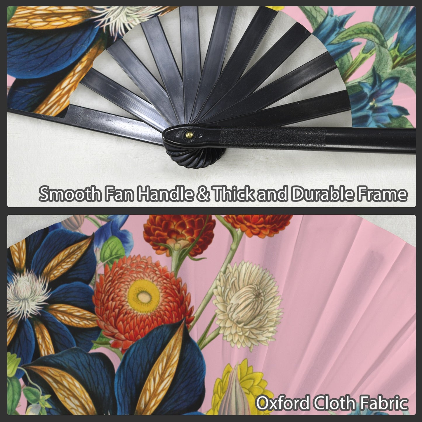 PINK Floral Folding Clack Fan